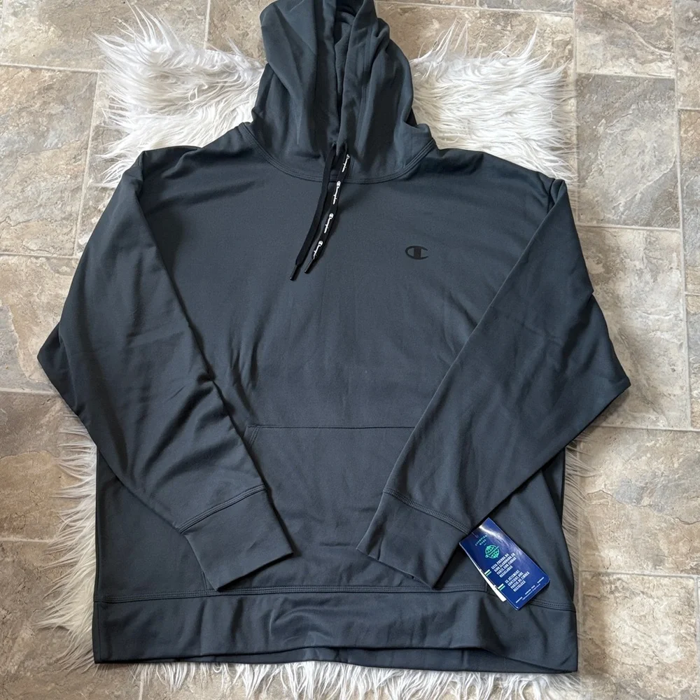 NWT Champion Grey Long Sleeve Hoodie Moisture Wicking Size XL